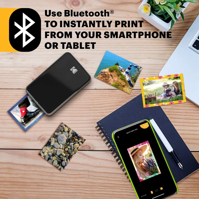 Alt view image 4 of 5 - Kodak Step Wireless Color Photo Printer 2x3 Sticky-Back Paper for Bluetooth or NFC Devices (Black) Sticker Edition