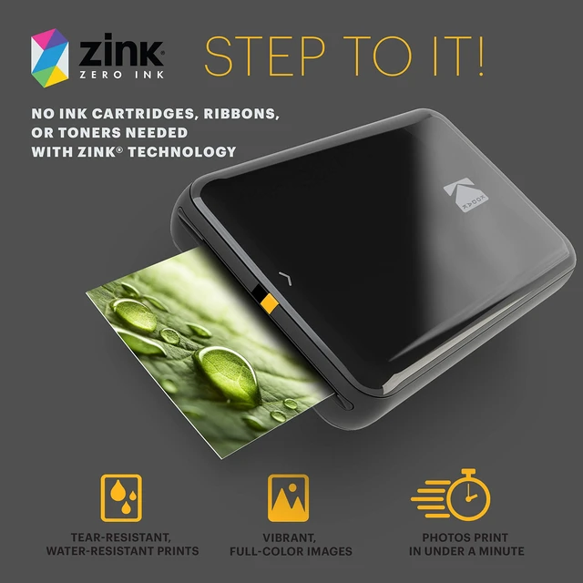 Alt view image 3 of 5 - Kodak Step Wireless Color Photo Printer 2x3 Sticky-Back Paper for Bluetooth or NFC Devices (Black) Sticker Edition