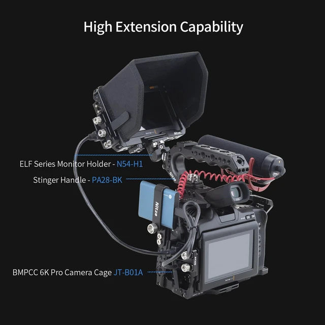 Alt view image 7 of 7 - Cage Kit for Blackmagic Video Assist 5" 12G/3G - JT-B01B Sunhood, HDMI Cable Clamp, USB-C Cable Clamp
