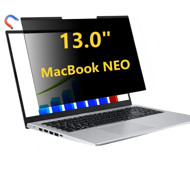 Main image of MacBook Neo Privacy Screen, Magnetic Privacy Screen Protector for MacBook Neo 13 Inch (2026 A18 Pro), Anti-Glare Blue Light Blocking Filter for Office Coffee Shop Travel Work Study
