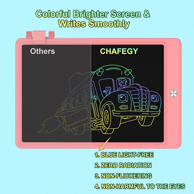 Alt view image 3 of 7 - 10.5 Inch LCD Writing Tablet for Kids, Coloring Drawing Pad, Pink Erasable Doodle Board, Educational Airplane Travel Toy for Boys Girls 3-8, Road Trip Essential, Christmas Birthday Gift