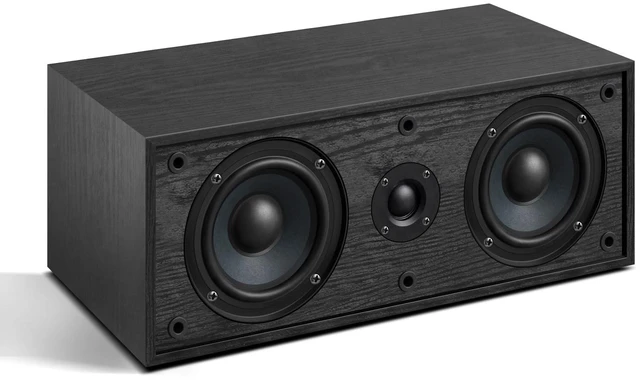 Main image of Passive Center Channel Speaker, 4 Ohm Impedance for Home Theater Silk-Dome Horn Tweeter, Dual 4" Woofers, Spring Clip Speaker Terminals, Dual Subwoofer Reflex Ports