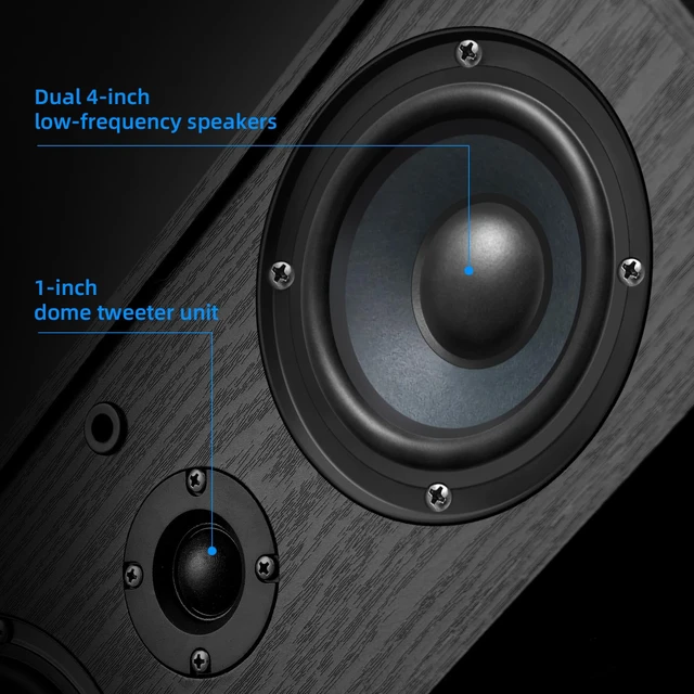 Alt view image 4 of 7 - Passive Center Channel Speaker, 4 Ohm Impedance for Home Theater Silk-Dome Horn Tweeter, Dual 4" Woofers, Spring Clip Speaker Terminals, Dual Subwoofer Reflex Ports