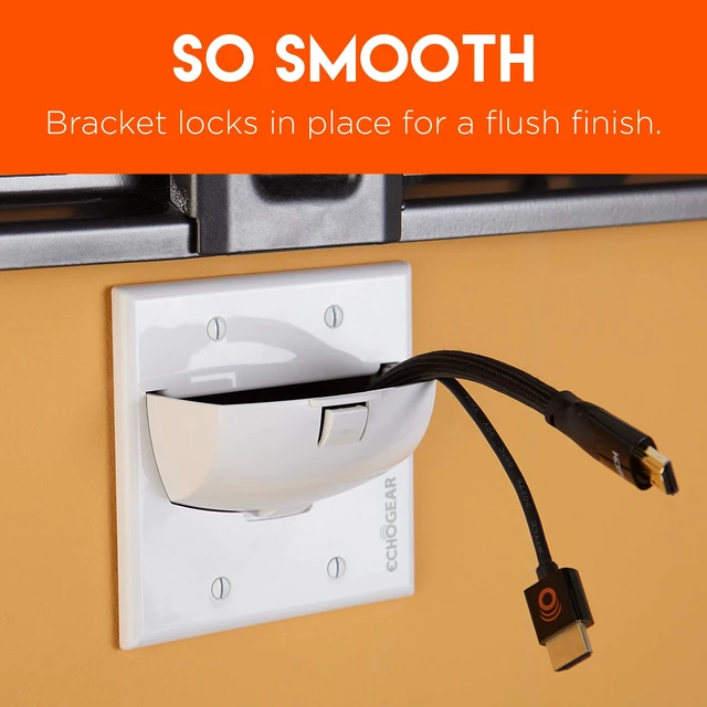 Alt view image 4 of 7 - White in Wall Cable Hider - 2 Pack Dual Gang Pass Through Pair with Drywall Brackets Included - Manage 16 Low Voltage Cords - Quick Install with Cutting Template