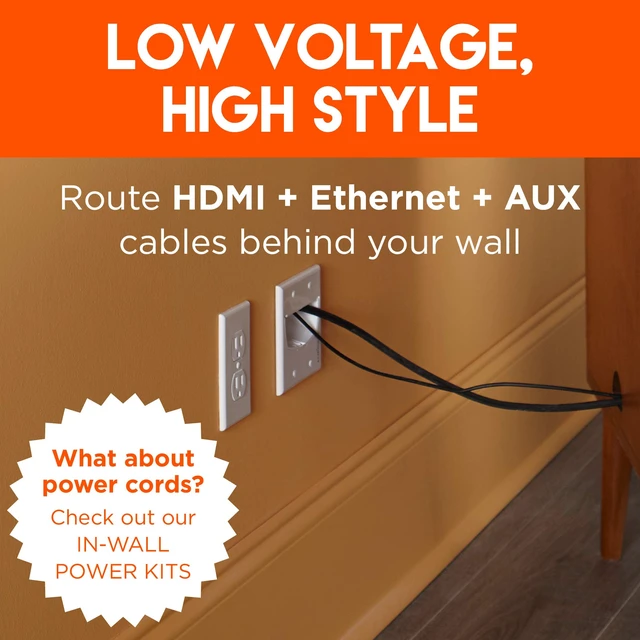 Alt view image 7 of 7 - White in Wall Cable Hider - 2 Pack Dual Gang Pass Through Pair with Drywall Brackets Included - Manage 16 Low Voltage Cords - Quick Install with Cutting Template