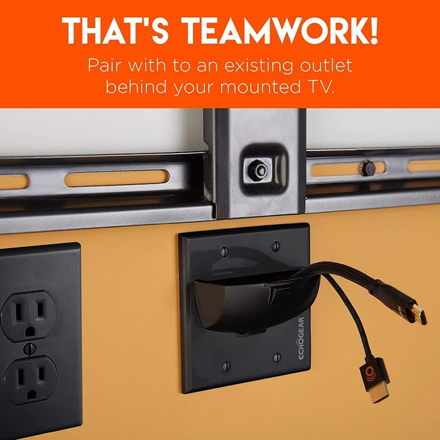 Alt view image 4 of 7 - Black in Wall Cable Hider - 2 Pack Dual Gang Pass Through Pair with Drywall Brackets Included - Manage & Conceal 16 Low Voltage Cords - Quick Install with Cutting Template