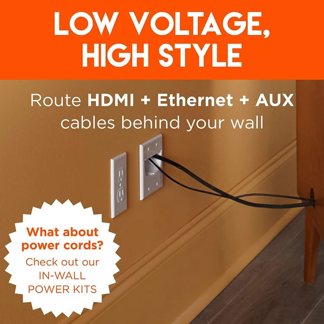 Alt view image 7 of 7 - Black in Wall Cable Hider - 2 Pack Dual Gang Pass Through Pair with Drywall Brackets Included - Manage & Conceal 16 Low Voltage Cords - Quick Install with Cutting Template