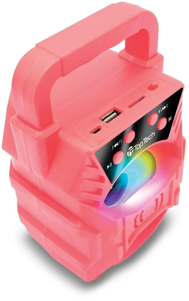 Alt view image 2 of 6 - Audio Blade-4 400W Bluetooth Speaker, Portable 3-Inch Wireless Speaker with LED Lights, TWS Functionality, Karaoke Mode, 6-Hour Rechargeable Battery, USB Drive, TF Card, AUX, FM Radio, Pink