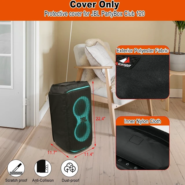 Alt view image 2 of 7 - Speaker Cover Dust Case for JBL PartyBox Club 120 Portable Party Speaker, Protective Mesh Sleeve Replacement Cover for JBL PartyBox Club 120