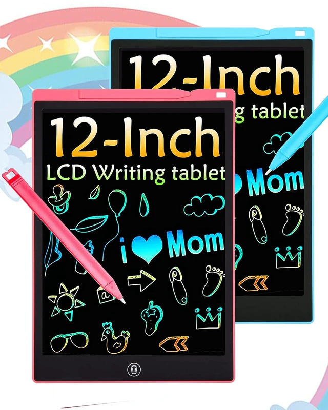 Main image of 2 Pack LCD Writing Tablet, 12 inch Colorful Toddler Drawing Pad Doodle Board, Erasable Educational Toy Christmas Birthday Gift for 3 4 5 6 7 Year Old