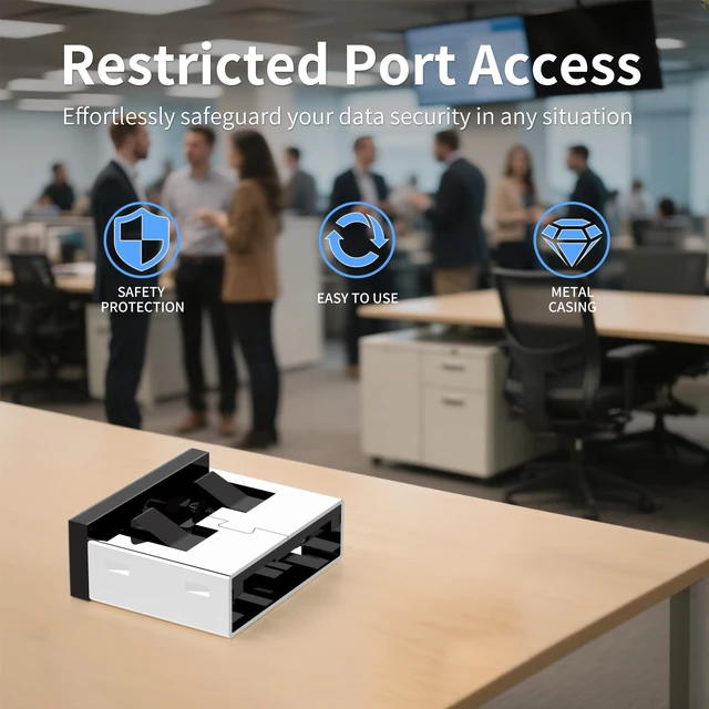 Alt view image 3 of 7 - 12PCS USB Metal Port Lock Blocker with 1 Key - Secure USB-A Port Protector for PC/Laptop, Anti-Theft Data Security Lock, Dust & Moisture Proof Cover, Removable Type-A Connector Black