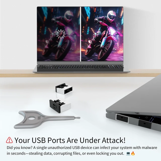 Alt view image 5 of 7 - 12PCS USB Metal Port Lock Blocker with 1 Key - Secure USB-A Port Protector for PC/Laptop, Anti-Theft Data Security Lock, Dust & Moisture Proof Cover, Removable Type-A Connector Black