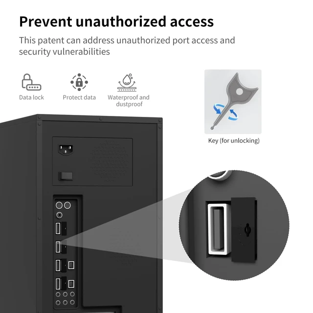 Alt view image 6 of 7 - 12PCS USB Metal Port Lock Blocker with 1 Key - Secure USB-A Port Protector for PC/Laptop, Anti-Theft Data Security Lock, Dust & Moisture Proof Cover, Removable Type-A Connector Black