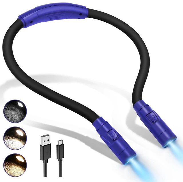 Main image of Portable Neck Light for Knitting & Crafts with 3 Light Settings, Dark Blue Hands-Free Wear, Flexible & Bendable, Stepless Dimming, Eye-Friendly Light, USB-C Recharge, Long Battery Runtime