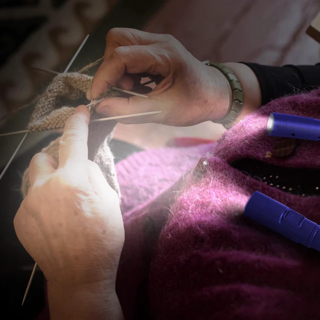 Alt view image 4 of 7 - Portable Neck Light for Knitting & Crafts with 3 Light Settings, Dark Blue Hands-Free Wear, Flexible & Bendable, Stepless Dimming, Eye-Friendly Light, USB-C Recharge, Long Battery Runtime