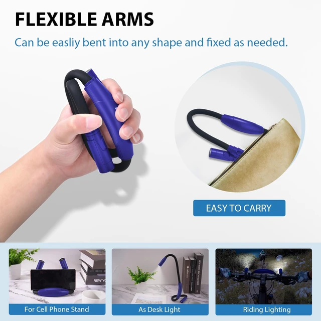 Alt view image 7 of 7 - Portable Neck Light for Knitting & Crafts with 3 Light Settings, Dark Blue Hands-Free Wear, Flexible & Bendable, Stepless Dimming, Eye-Friendly Light, USB-C Recharge, Long Battery Runtime