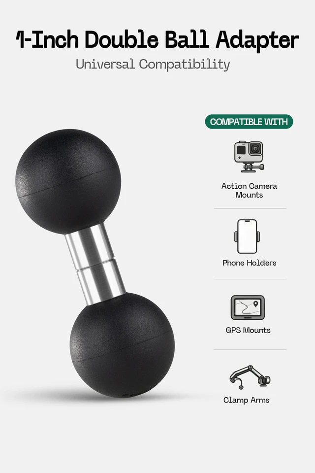Alt view image 6 of 7 - 1" Double Ball Adapter, B Size 1" Ball Mount Joiner for Connecting Two Socket Arms, Extension Mount Adapter-LB-01