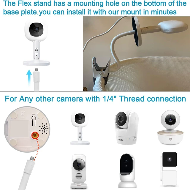 Alt view image 5 of 7 - 15.7" Baby Monitor Mount for Nanit Pro & Flex Stand, Gooseneck Arm Compatible with Nanit Pro & Flex Stand, 15.7" flexible gooseneck arm, tool-free clamp, stable hold, no drilling