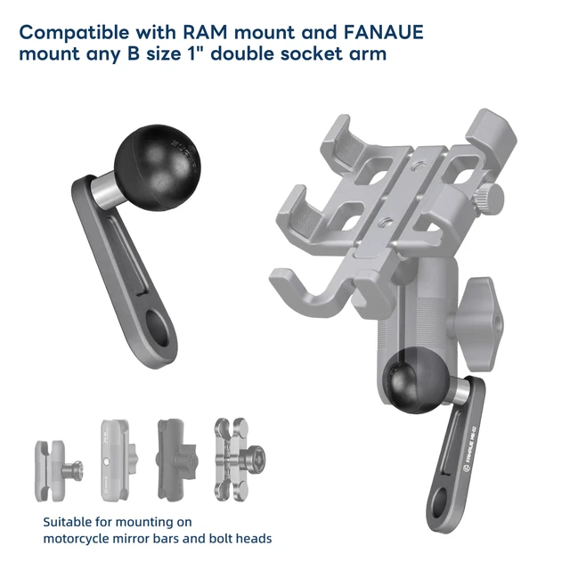 Alt view image 2 of 7 - 1 inch Angled Bolt Head Adapter Ball Base with 10mm Mounting Hole, Aluminum 1" Ball Head Compatible with RAM Mounts and Bike Motorcycle Mirrors Lever Phone Holder