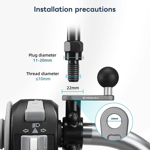 Alt view image 3 of 7 - 1 inch Angled Bolt Head Adapter Ball Base with 10mm Mounting Hole, Aluminum 1" Ball Head Compatible with RAM Mounts and Bike Motorcycle Mirrors Lever Phone Holder