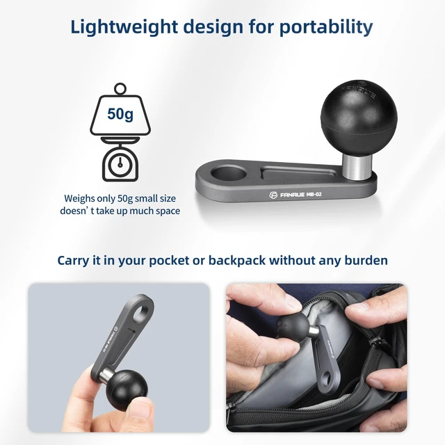 Alt view image 7 of 7 - 1 inch Angled Bolt Head Adapter Ball Base with 10mm Mounting Hole, Aluminum 1" Ball Head Compatible with RAM Mounts and Bike Motorcycle Mirrors Lever Phone Holder