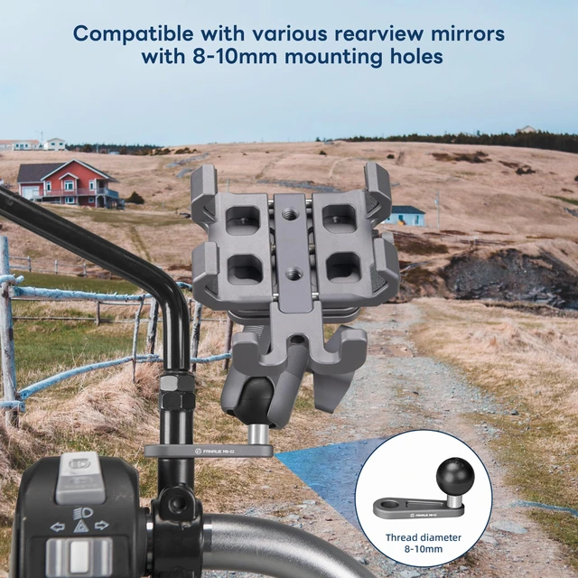 Alt view image 4 of 7 - 1 inch Angled Bolt Head Adapter Ball Base with 10mm Mounting Hole, Aluminum 1" Ball Head Compatible with RAM Mounts and Bike Motorcycle Mirrors Lever Phone Holder