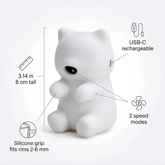 Alt view image 3 of 7 - Mini Cooling Robot - Cat-Shaped Cooler for Hot Drinks & Food, 2 Speeds, Cools in 3 Mins, 3.14" Portable, Fits All Dishware - Perfect for Coffee, Tea & Meals,USB Rechargeable, Waterproof