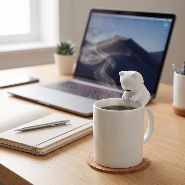 Alt view image 4 of 7 - Mini Cooling Robot - Cat-Shaped Cooler for Hot Drinks & Food, 2 Speeds, Cools in 3 Mins, 3.14" Portable, Fits All Dishware - Perfect for Coffee, Tea & Meals,USB Rechargeable, Waterproof