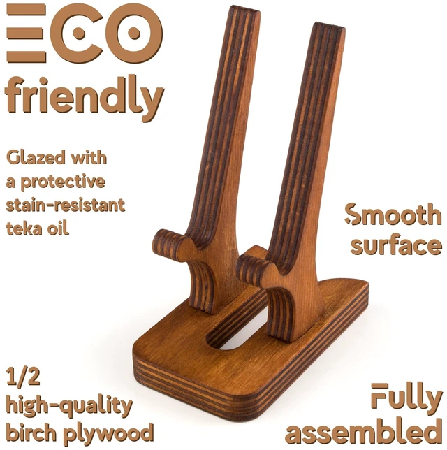 Alt view image 3 of 7 - Rostmary Wooden Cell Phone Holder Tablet Stand for Desktop Ideal for iPhone, iPad, Samsung, Tablet PCs, eReaders, Artwork, Make-up Mirror, Photo Frame Stand Lightweight Docking Station