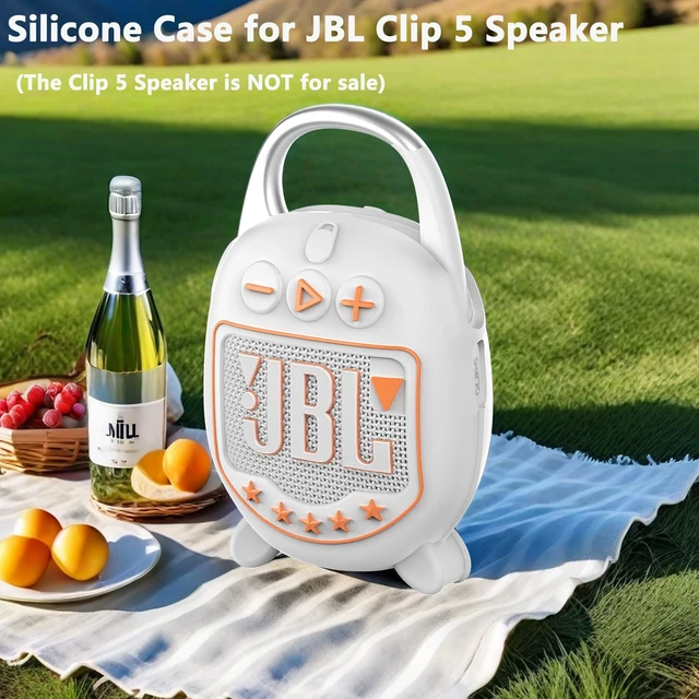 Alt view image 7 of 7 - Silicone Cover Case for JBL Clip 5 Portable Bluetooth Speaker Protective Soft Silicone Cover for JBL Clip 5 Speaker Accessories, Stand Up Case, Shockproof Cover (White)