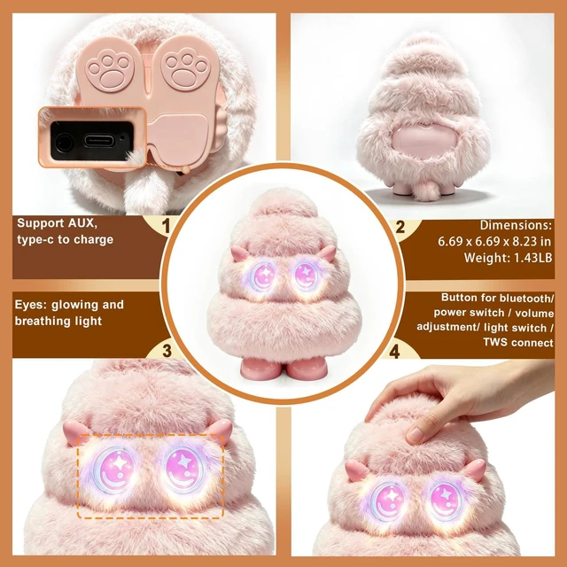 Alt view image 7 of 7 - Christmas Tree Plush Bluetooth Speaker With LED,15W Speaker with Deep Bass Up to 10H Playtime with TWS Pairing, Gift for Valentine's Day, Teacher's Day, Christmas, Birthday