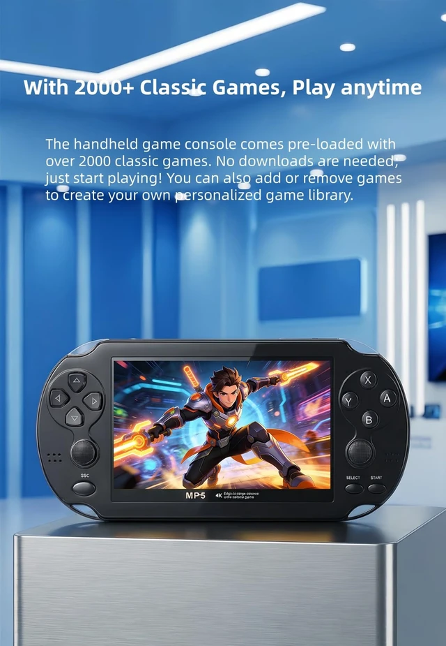 Alt view image 2 of 7 - Handheld Retro Game Console, 4.3-inch HD Screen, Dual Joysticks, Built-in Classic Games, Portable Handheld, TV Output, Video Playback, Gaming Save Function, The Ideal Gift