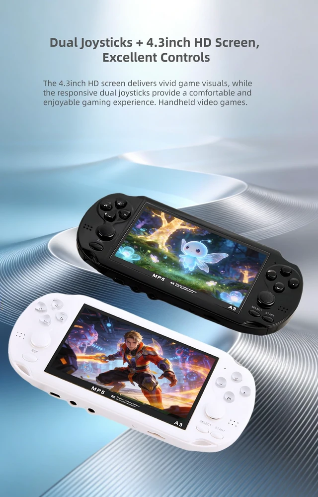 Alt view image 3 of 7 - Handheld Retro Game Console, 4.3-inch HD Screen, Dual Joysticks, Built-in Classic Games, Portable Handheld, TV Output, Video Playback, Gaming Save Function, The Ideal Gift