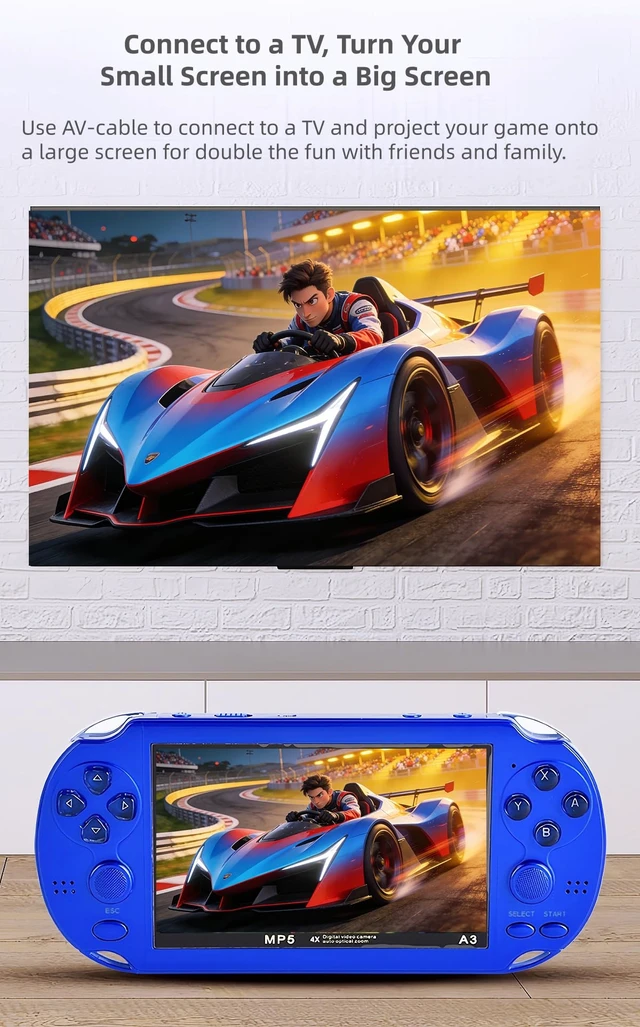 Alt view image 5 of 7 - Handheld Retro Game Console, 4.3-inch HD Screen, Dual Joysticks, Built-in Classic Games, Portable Handheld, TV Output, Video Playback, Gaming Save Function, The Ideal Gift