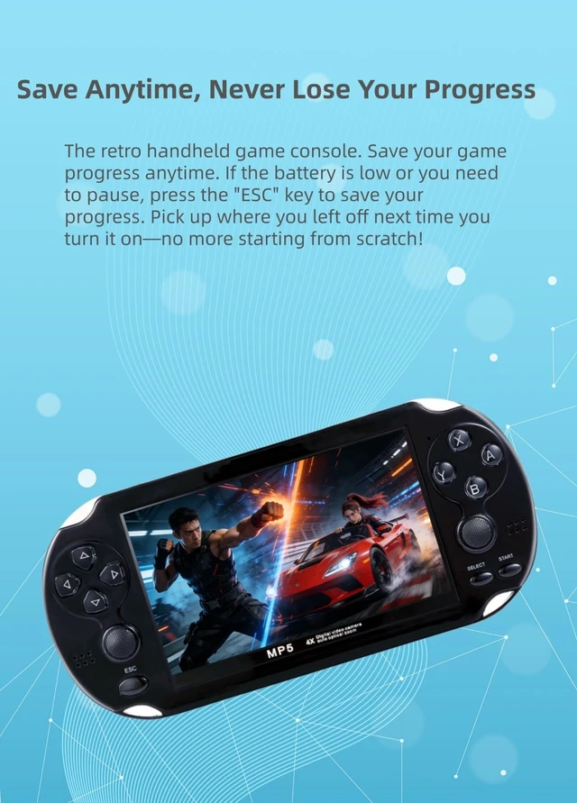 Alt view image 4 of 7 - Handheld Retro Game Console, 4.3-inch HD Screen, Dual Joysticks, Built-in Classic Games, Portable Handheld, TV Output, Video Playback, Gaming Save Function, The Ideal Gift