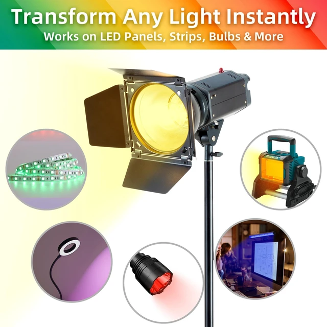 Alt view image 6 of 7 - Color Transform Light Filters, DIY Self-Adhesive Transparent Vinyl Wrap Film for Halloween Christmas Landscape, Outdoor String Garden Lights Window Tint Home Decor (Yellow, 4in x 20ft)