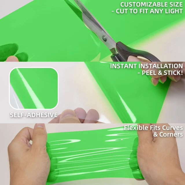 Alt view image 5 of 7 - Car Light Tint Vinyl Film Headlight Tint Wrap (Green, 4in x 20ft)