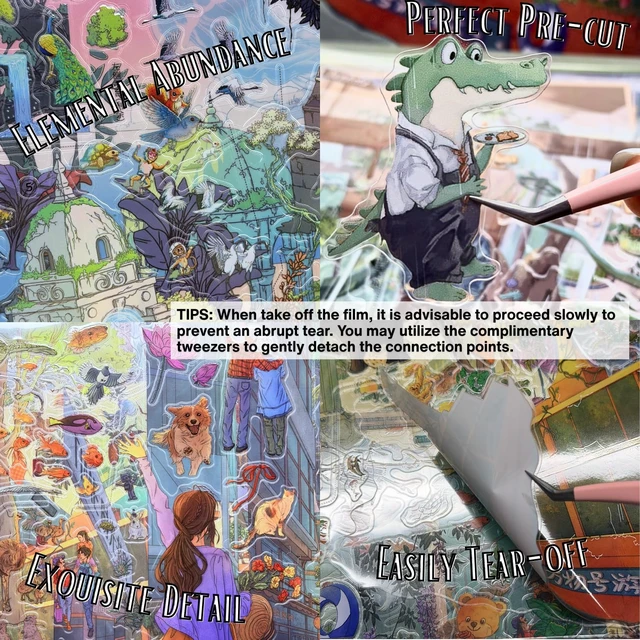 Alt view image 3 of 7 - 3 Sets DIY 3D Diorama Scene Stickers for Adults, Miniature Sticker Therapy Hand-painted 3D diorama scene stickers, DIY miniature landscape kit, craft gift, sticker therapy, City of All Beings