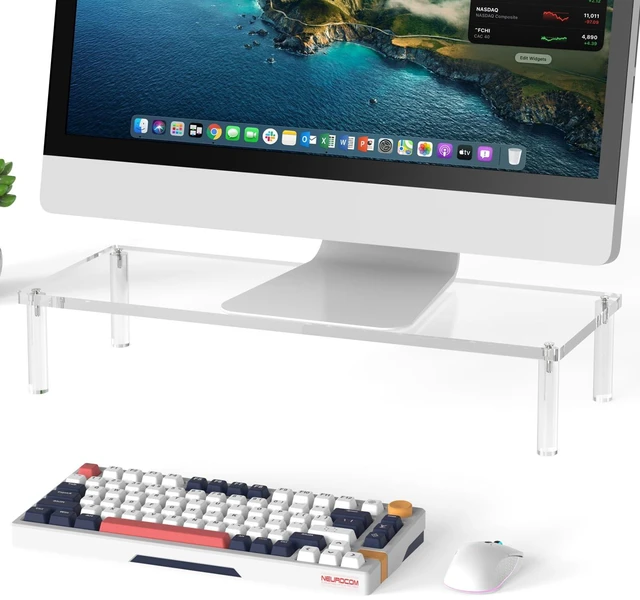 Main image of Acrylic Monitor Stand Riser 23.6X7.8" Clear Computer Laptop Stand Riser Desk Organizer Shelf for Multi Media PC Storage Laptop Clear, Desk Shelf, for Multi Media PC Storage, Laptop Stand