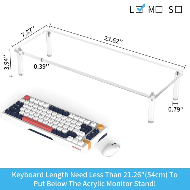 Alt view image 2 of 7 - Acrylic Monitor Stand Riser 23.6X7.8" Clear Computer Laptop Stand Riser Desk Organizer Shelf for Multi Media PC Storage Laptop Clear, Desk Shelf, for Multi Media PC Storage, Laptop Stand