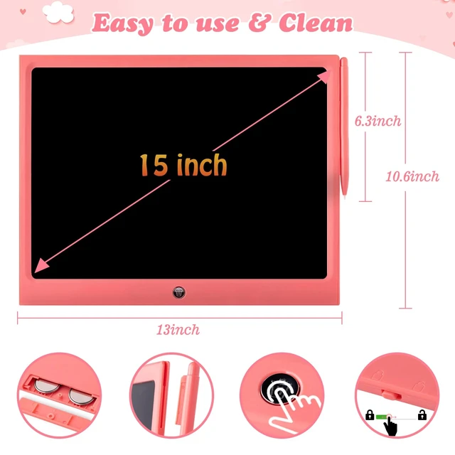 Alt view image 3 of 7 - LCD Writing Tablet Kids Toys -15 Inch Toddler Toys Learning Drawing Pad Toys for 3 4 5 6 7 8 Years Boys Girls Birthday Christmas Easter Thanksgiving Gift Creative Doodle Board