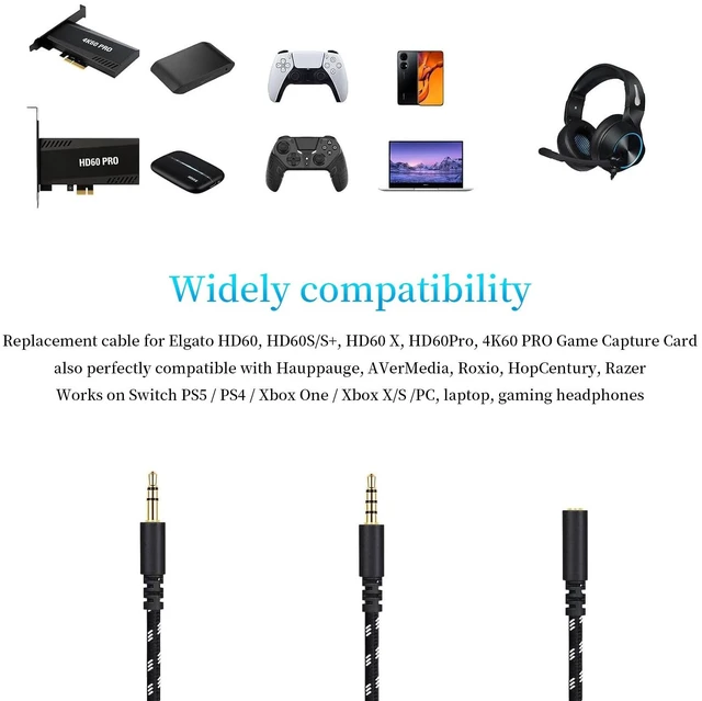 Alt view image 3 of 5 - HD60 S+ Chat Link Pro Cable Replacement for Elgato HD60 X, HD60PRO Capture Card, Chat Adapter Replacement for Nintendo Switch, Xbox One and PS5, with in-line Isolator