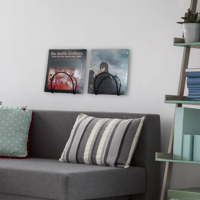 Alt view image 4 of 7 - Wall Mount Vinyl Record Shelves, LP Album Display Rack Set of 2 Showcase LP collections with two wall-mounted racks designed for album sleeves, records, and music-inspired décor
