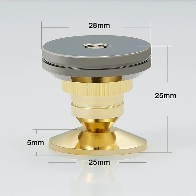 Alt view image 3 of 7 - Speaker Spikes Adjustable Floor Protectors 8pcs with Adhesive, Gold Shockproof Speaker Isolation Stand Feet for HiFi Amplifier, Subwoofer, DAC Recorder, Turntable, Cone Base Pad
