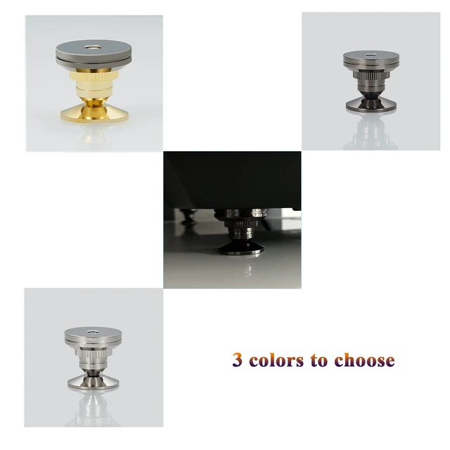 Alt view image 5 of 7 - Speaker Spikes Adjustable Floor Protectors 8pcs with Adhesive, Gold Shockproof Speaker Isolation Stand Feet for HiFi Amplifier, Subwoofer, DAC Recorder, Turntable, Cone Base Pad