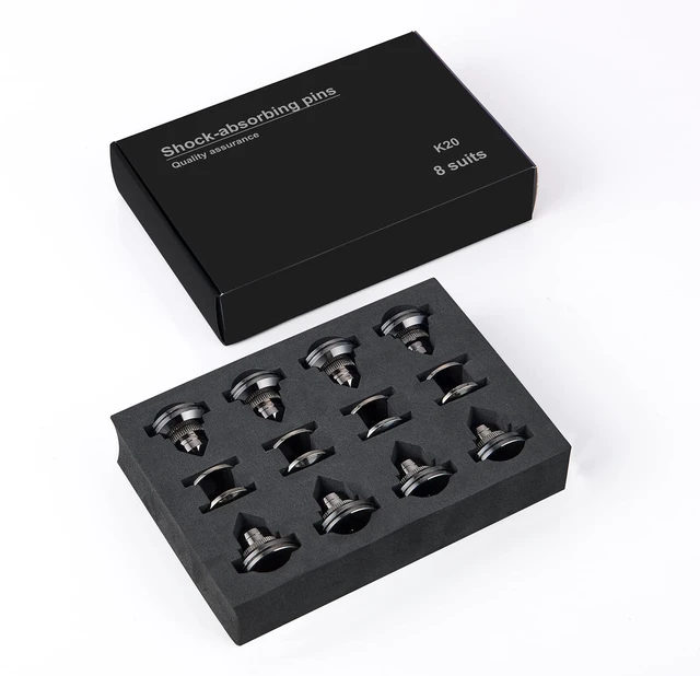 Alt view image 4 of 7 - Speaker Spikes Adjustable Floor Protectors 8pcs with Adhesive, Black Shockproof Speaker Isolation Stand Feet for HiFi Amplifier, Subwoofer, DAC Recorder, Turntable, Cone Base Pad