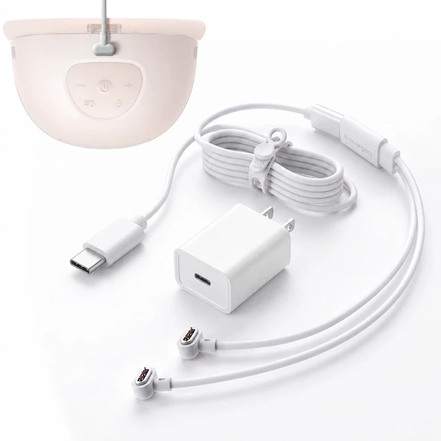 Main image of 3-in-1 USB C Charger Compatible with Eufy S1/S1 Pro Breast Pump USB C Charger + 1m USB C to C Cable, Fast Magnetic Charging Power Cord with 2 Pack Silicone Cable Ties, 5V3A Replacement Use