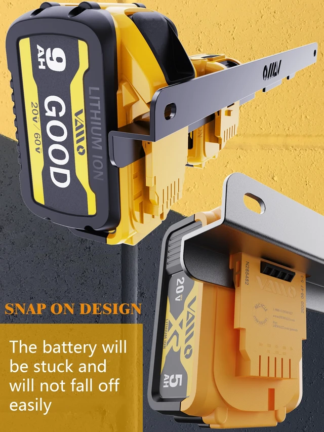 Alt view image 2 of 5 - Battery Rack Holder, Wrought Iron Heavy Duty Thickened Batteries Slot For DeWalt 20V 60V 12V, Stealth Battery Wall Mount Organizer Garage Storage, Workshops, Shelves