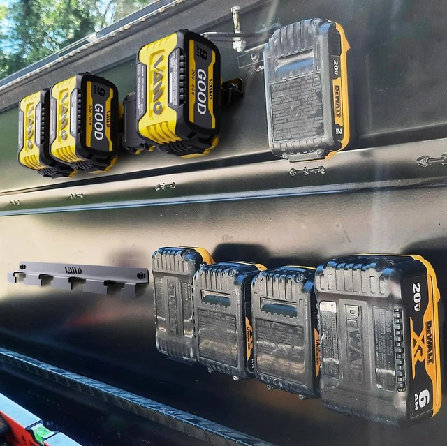 Alt view image 5 of 5 - Battery Rack Holder, Wrought Iron Heavy Duty Thickened Batteries Slot For DeWalt 20V 60V 12V, Stealth Battery Wall Mount Organizer Garage Storage, Workshops, Shelves