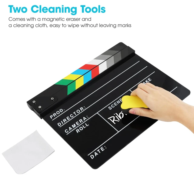 Alt view image 6 of 7 - Acrylic Movie Film Directors Clapboard, Clapper Board for Filming Photography Video TV Cut Action Scene Film Slate Clapper Board Props, Black